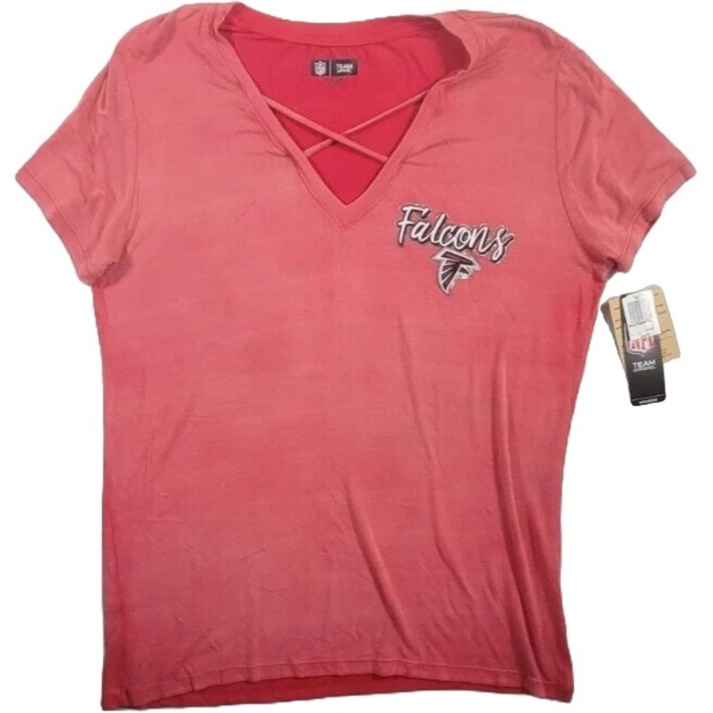 Atlanta Falcons NFL Team Apparel Women's Criss Cross V-Neck Shirt L New